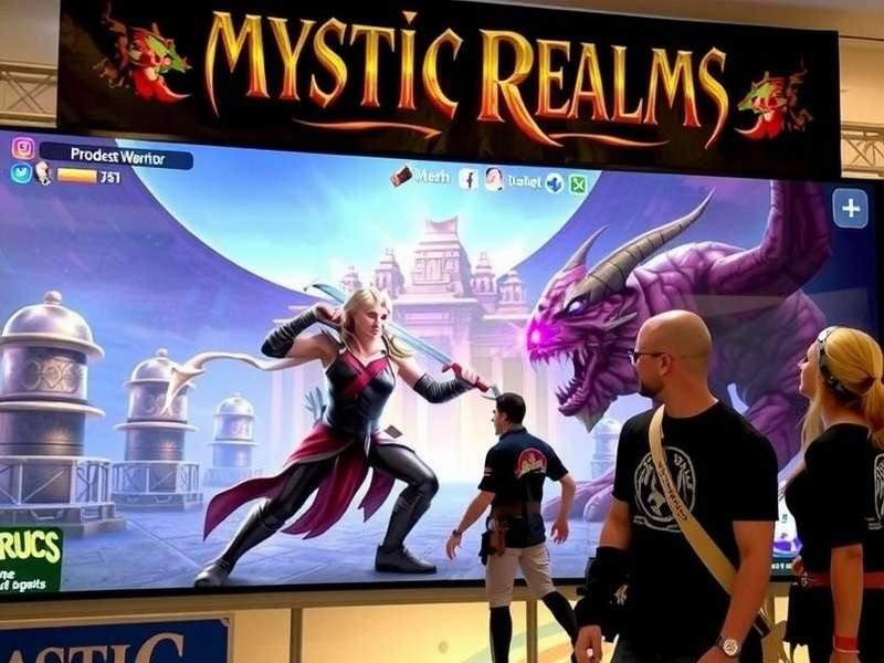 Coimbatore's Mystic Realms game banner featuring mythical creatures and ancient temples